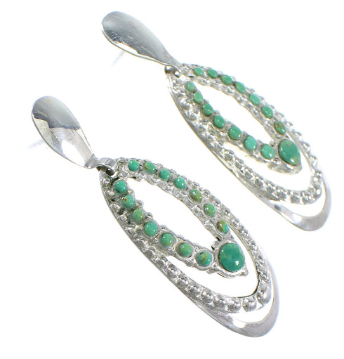 Genuine Sterling Silver Turquoise Post Dangle Earrings QX69276